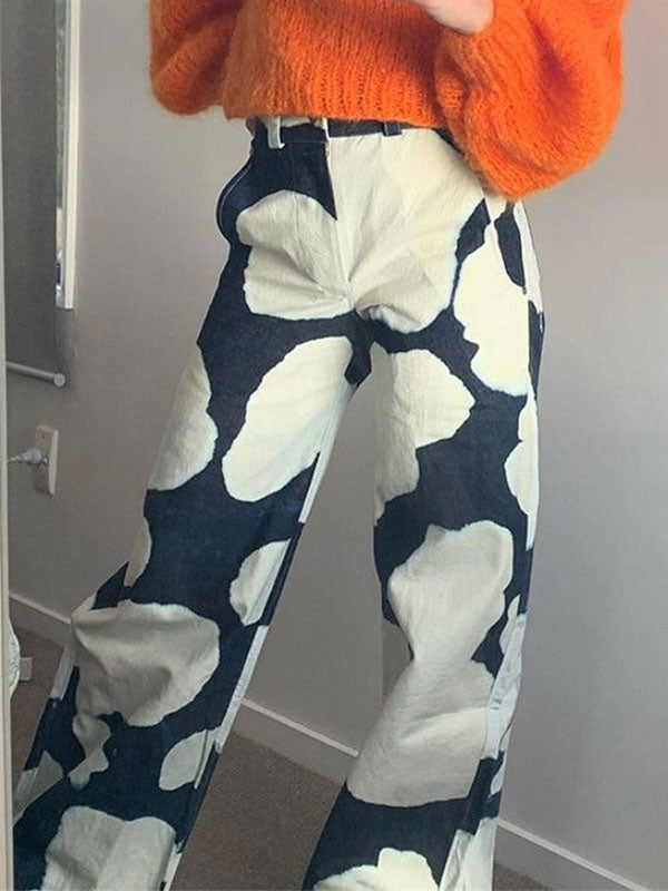 Color Block Animal Printed Jeans -- YKIIY  CLOTHING