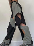 Color Block Cutout Hip Hop Pants -- YKIIY  CLOTHING