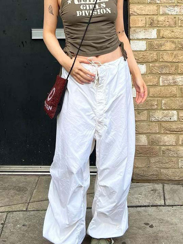 Cozy Low Waist Parachute Cargo Pants -- YKIIY  CLOTHING