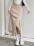 Cozy Side Slit Elastic Waist Mermaid Skirt -- YKIIY  CLOTHING