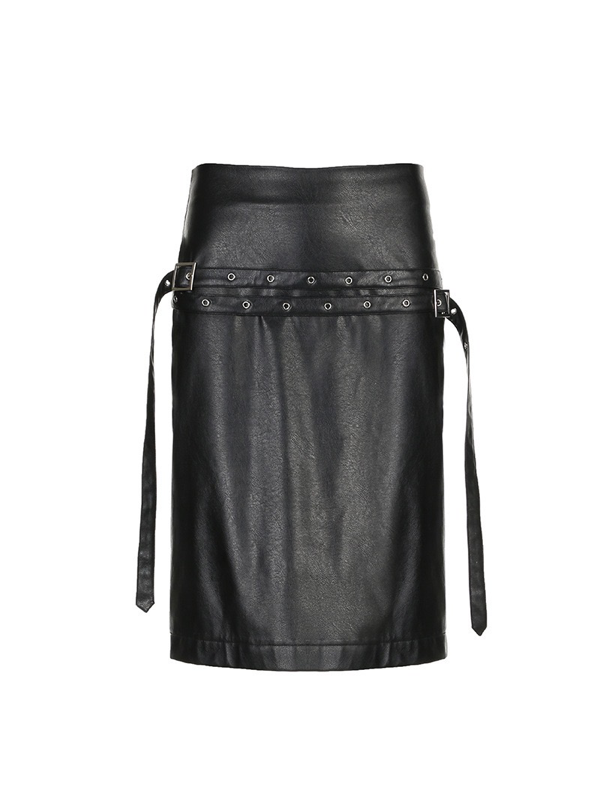 Decorative Hardware Metal Eyelet Skirt -- YKIIY  CLOTHING