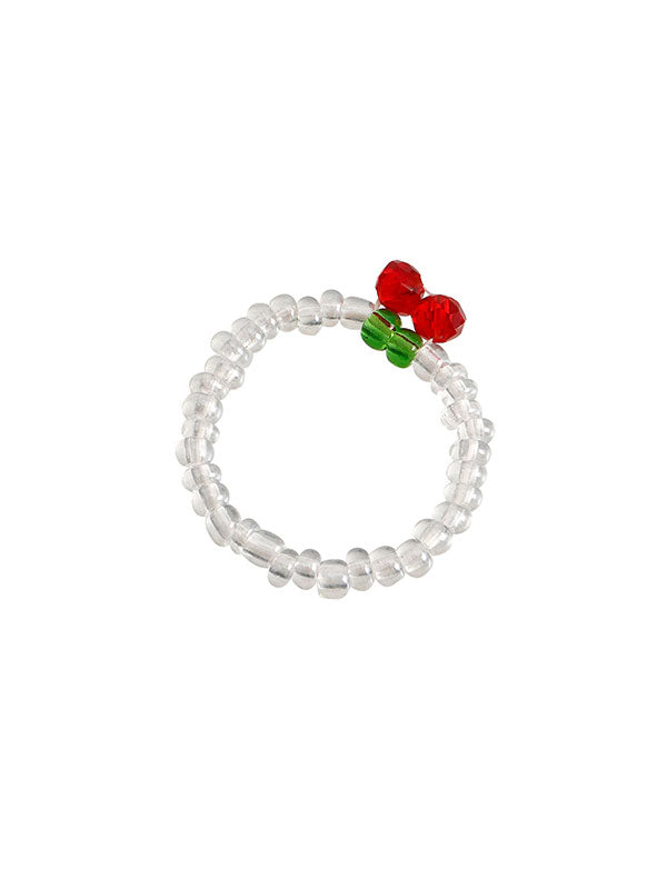 Design Colorful Red Cherry Beaded Ring -- YKIIY  CLOTHING