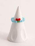 Design Colorful Red Cherry Beaded Ring -- YKIIY  CLOTHING