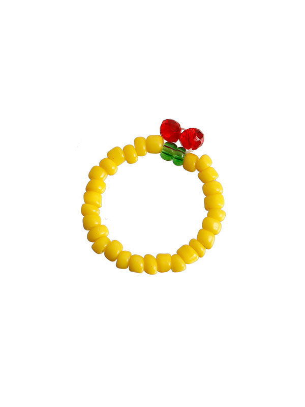 Design Colorful Red Cherry Beaded Ring -- YKIIY  CLOTHING