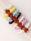 Design Colorful Red Cherry Beaded Ring -- YKIIY  CLOTHING