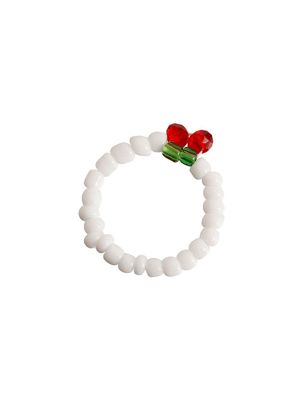 Design Colorful Red Cherry Beaded Ring -- YKIIY  CLOTHING