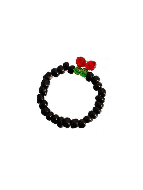 Design Colorful Red Cherry Beaded Ring -- YKIIY  CLOTHING