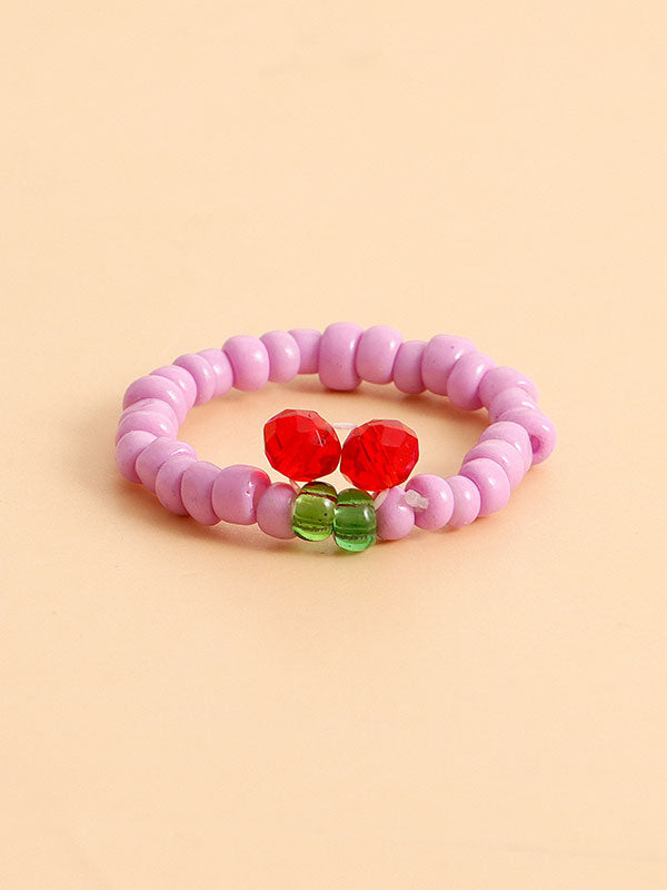 Design Colorful Red Cherry Beaded Ring -- YKIIY  CLOTHING