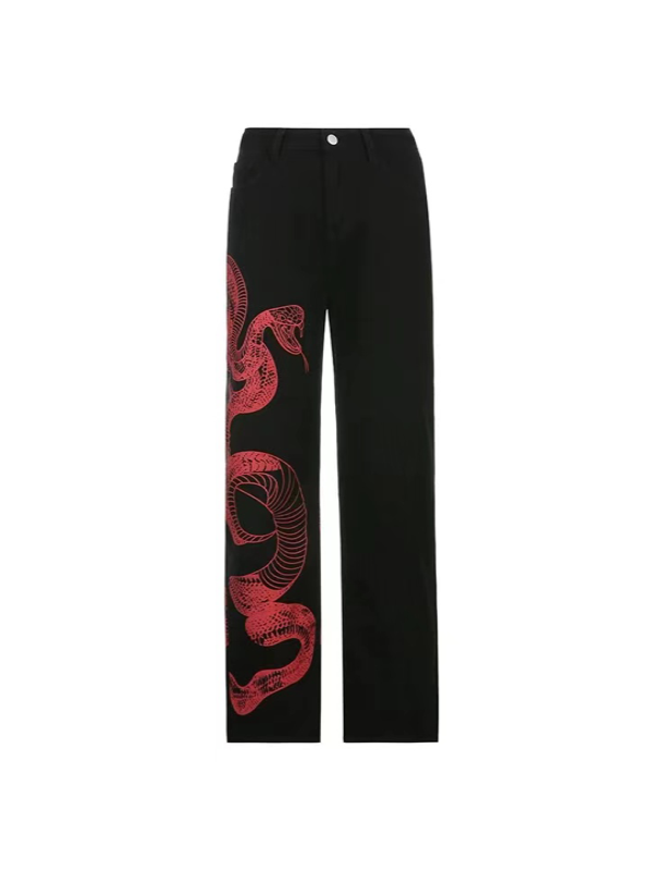 Dragon Print Cargo Jeans Pants -- YKIIY  CLOTHING