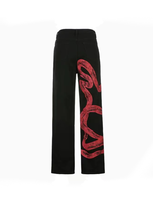 Dragon Print Cargo Jeans Pants -- YKIIY  CLOTHING