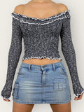 Exposed Navel Off Shoulder T-Shirt -- YKIIY  CLOTHING