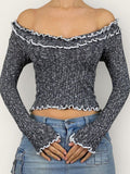 Exposed Navel Off Shoulder T-Shirt -- YKIIY  CLOTHING