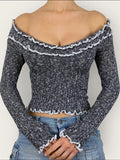 Exposed Navel Off Shoulder T-Shirt -- YKIIY  CLOTHING