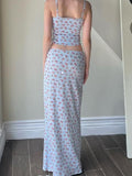 Floral Printed Camis Top Maxi Skirt Suit -- YKIIY  CLOTHING