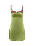 Flower Embroidery Adjustable Strap Mini Dress -- YKIIY  CLOTHING