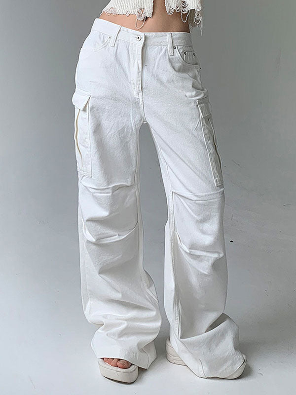 Frayed Side Pocket Wide Leg Jeans -- YKIIY  CLOTHING