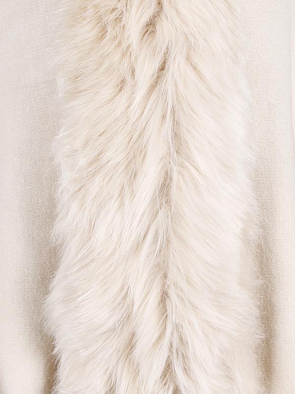 Fringed Cape Shawl Fur Collar Knitted Coat -- YKIIY  CLOTHING