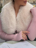 Fur Collar Exposed Navel Sweaters -- YKIIY  CLOTHING