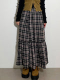 Gingham Elastic Waist Maxi Skirt -- YKIIY  CLOTHING