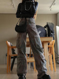 Gradient Zipper Flap Pocket Cargo Jeans -- YKIIY  CLOTHING