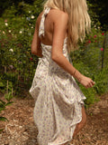 Halter Ditsy Floral Two Way Backless Dress -- YKIIY  CLOTHING