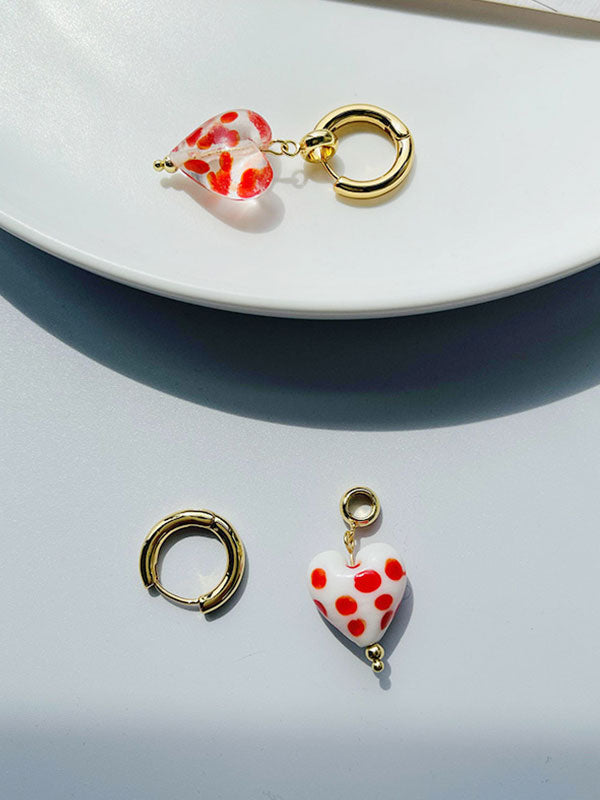 Heart Printed Lolita Earrings -- YKIIY  CLOTHING