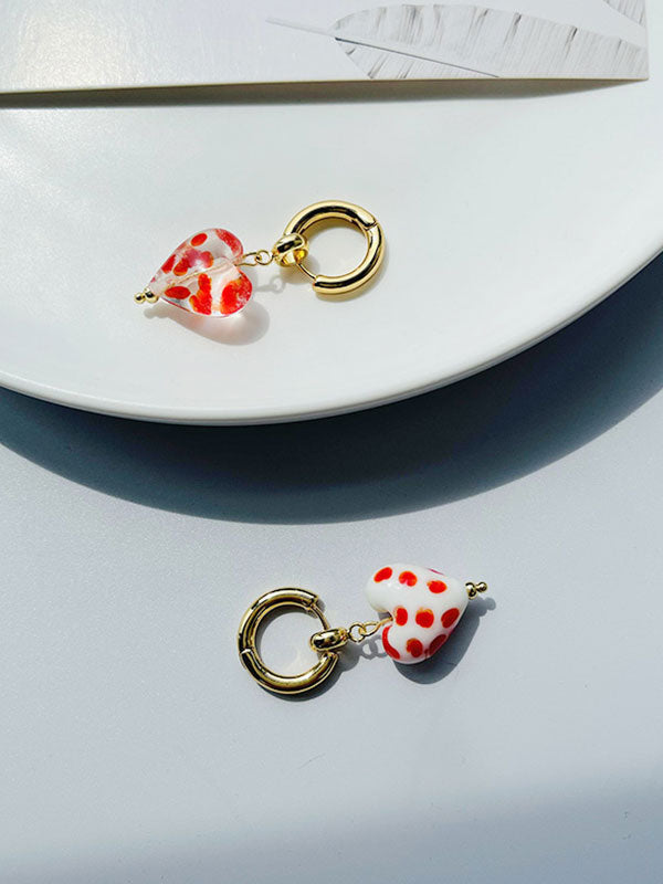 Heart Printed Lolita Earrings -- YKIIY  CLOTHING