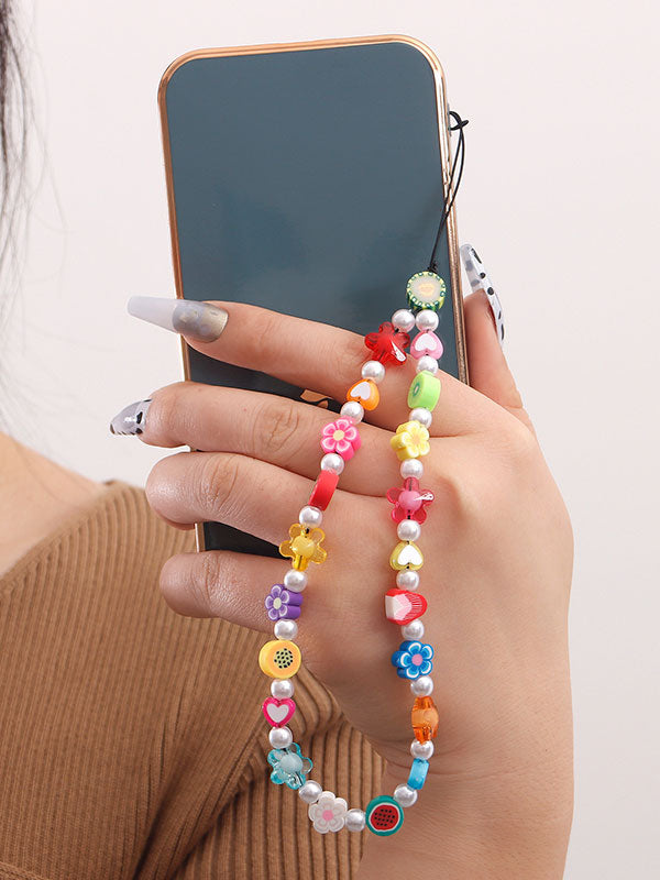 Heart Rainbow Beaded Mobile Phone Chain -- YKIIY  CLOTHING