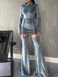 High Neck Bell Sleeve Two Piece Set -- YKIIY  CLOTHING