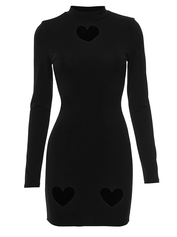 High Neck Cutout Heart Mini Dress -- YKIIY  CLOTHING