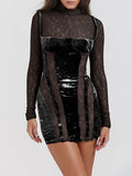 High Neck See Through Floral Mini Dress -- YKIIY  CLOTHING