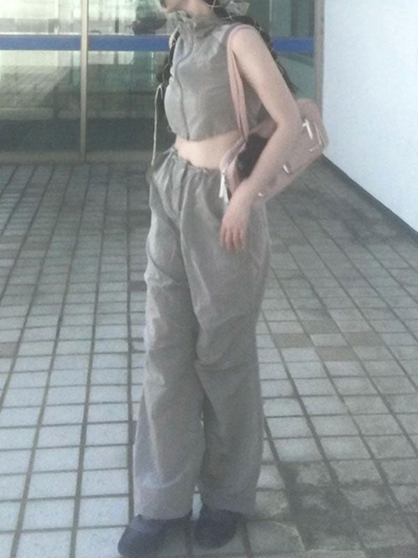 High Waist Drawstring Elastic Waist Cargo Pants -- YKIIY  CLOTHING