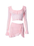 Hooded Ruffled Hem Two Piece Set -- YKIIY  CLOTHING