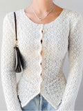 Jacquard Lace Long-sleeved Cardigan Top -- YKIIY  CLOTHING