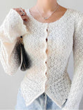 Jacquard Lace Long-sleeved Cardigan Top -- YKIIY  CLOTHING