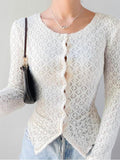 Jacquard Lace Long-sleeved Cardigan Top -- YKIIY  CLOTHING