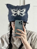 Knitted Butterfly Color Block Warm Hat -- YKIIY  CLOTHING