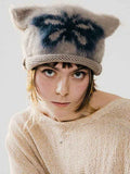 Knitted Butterfly Color Block Warm Hat -- YKIIY  CLOTHING