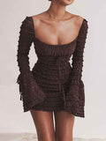 Lace Patchwork Bow Bodycon Mini Dress -- YKIIY  CLOTHING