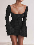 Lace Patchwork Bow Bodycon Mini Dress -- YKIIY  CLOTHING