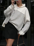 Lapel Striped Zipper Knitted Sweaters -- YKIIY  CLOTHING