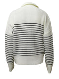 Lapel Striped Zipper Knitted Sweaters -- YKIIY  CLOTHING