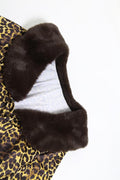 Leopard Printed Faux Fur Collar Crop Top -- YKIIY  CLOTHING