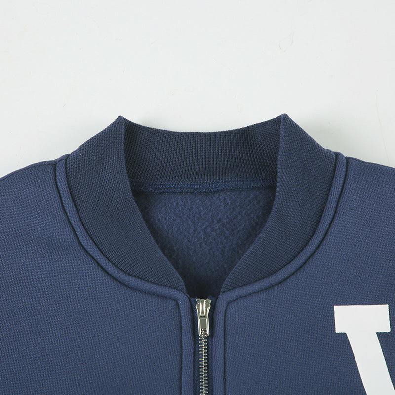 Letter Print Stand Collar Baseball Jacket -- YKIIY  CLOTHING