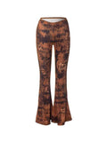 Letters Printed Low Rise Flared Pants -- YKIIY  CLOTHING