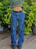 Light Wash Frayed Trim Low Waist Jeans -- YKIIY  CLOTHING