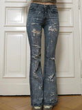 Low Waist Broken Holes Flared Jeans -- YKIIY  CLOTHING