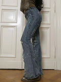 Low Waist Broken Holes Flared Jeans -- YKIIY  CLOTHING