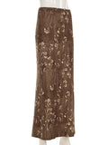 Milk Silk Branch Printed Side Slit Fishtail Skirt -- YKIIY  CLOTHING