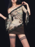 One Shoulder Decorative Lace T-Shirt -- YKIIY  CLOTHING